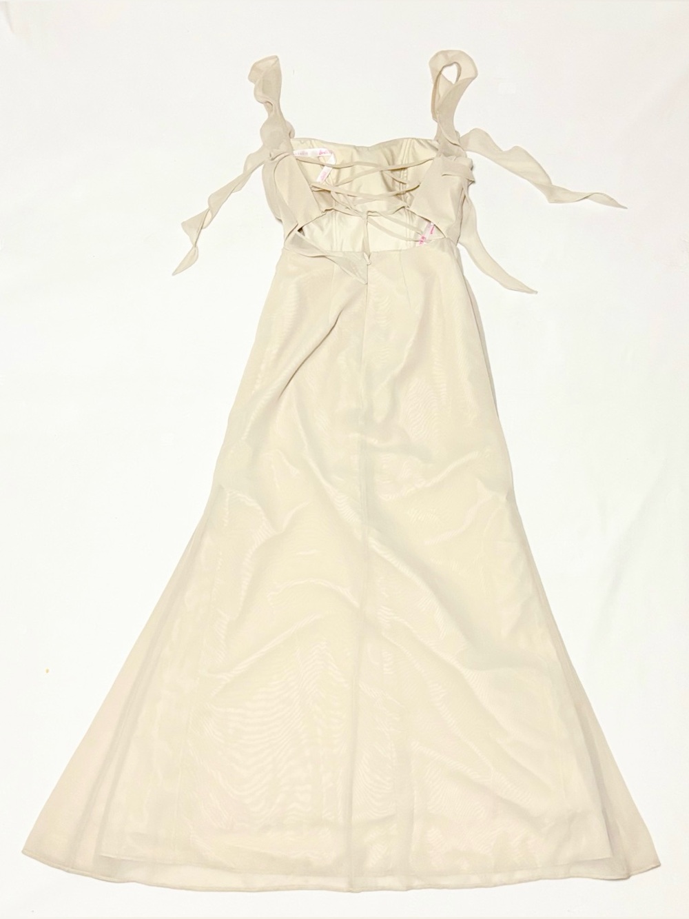 Barbie X Azazie Elegant Cream Ruffled Strap Evening Dress - Picture 7 of 9